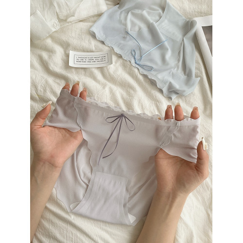 裸感純欲無痕少女內褲高開叉透氣棉檔冰絲涼感中腰包臀女士三角褲