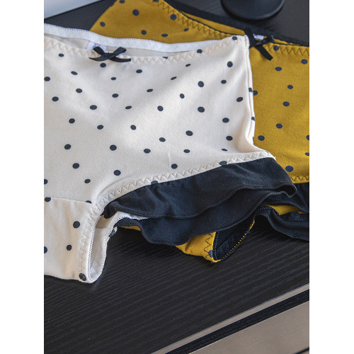 日系少女純棉襠內褲可愛荷葉邊甜美波點包臀中高腰大碼女士平角褲 日系少女純棉襠內褲可愛荷葉邊甜美波點包臀中高腰大碼女士平角褲