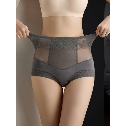 高腰蕾絲內褲女士純棉收腹平角性感透明無痕中腰提臀新款三角短褲 高腰蕾絲內褲女士純棉收腹平角性感透明無痕中腰提臀新款三角短褲