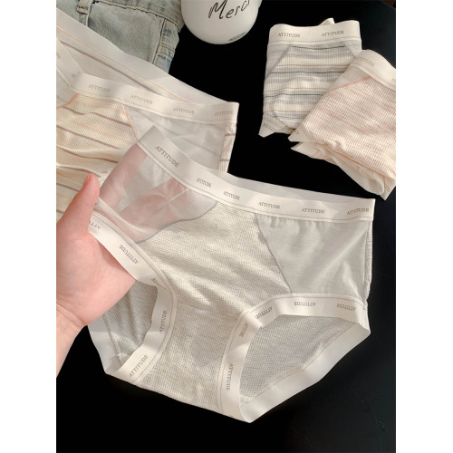 慵懶時光~5A抗菌女士無痕內褲女冰絲三角褲薄款網紗2025新款純棉