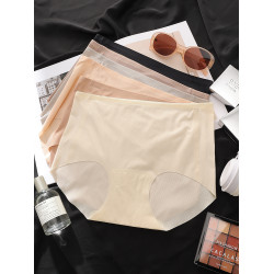 冰絲內褲女無痕高腰裸感女生運動隱形高彈抑菌檔薄款無尺碼三角褲