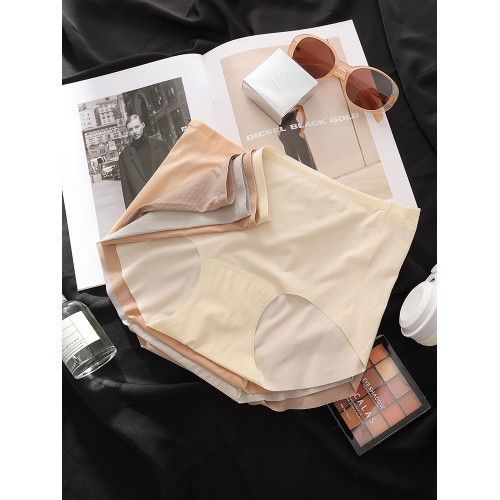 冰絲內褲女無痕高腰裸感女生運動隱形高彈抑菌檔薄款無尺碼三角褲