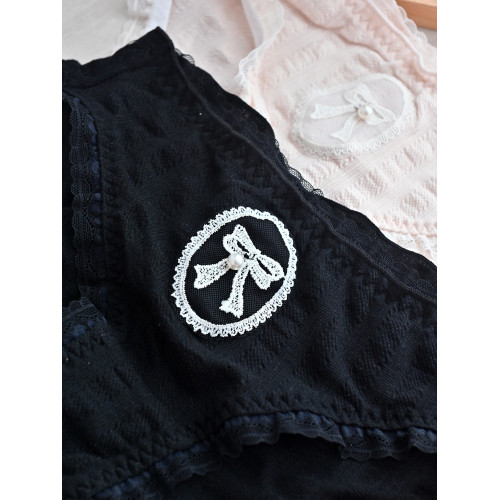 復古赫本風純棉內褲少女甜美蝴蝶結蕾絲邊圓牌學生全棉襠三角褲秋 復古赫本風純棉內褲少女甜美蝴蝶結蕾絲邊圓牌學生全棉襠三角褲秋