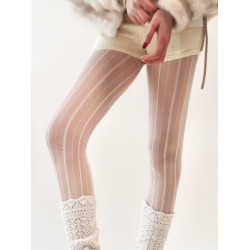 陸甜茶復古麻花條紋蕾絲白色女士絲襪春秋款天鵞絨防勾絲連褲襪