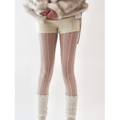 陸甜茶復古麻花條紋蕾絲白色女士絲襪春秋款天鵞絨防勾絲連褲襪 陸甜茶復古麻花條紋蕾絲白色女士絲襪春秋款天鵞絨防勾絲連褲襪