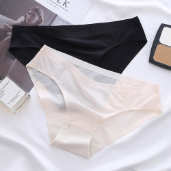 無痕內褲女性感低腰面膜超薄無感冰絲一片式少女生三角純棉襠內褲