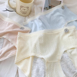 氧氣嬭藍生理褲~女士月經姨媽期例假防漏女生中腰純棉透氣內褲女