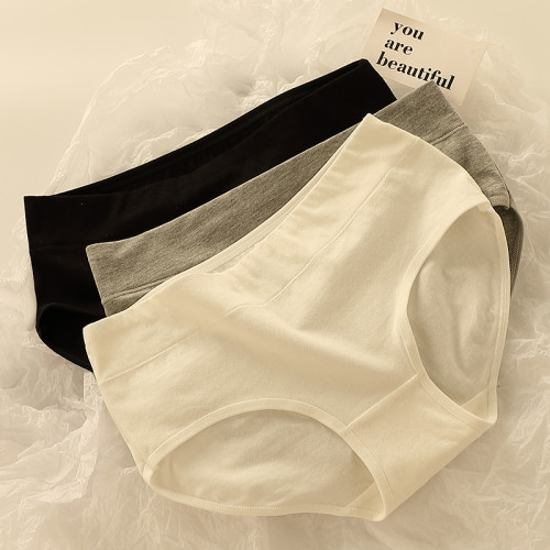 內褲女純棉抑菌純色中腰全棉舒適女生無痕少女簡約夏季透氣三角褲 內褲女純棉抑菌純色中腰全棉舒適女生無痕少女簡約夏季透氣三角褲