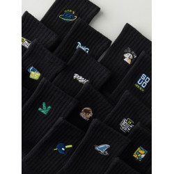 黑色襪子男款長襪純棉防臭吸汗秋冬款男士可愛刺綉長筒運動籃球襪