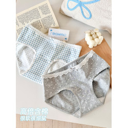 六衹兔子3條裝棉質內褲女純棉底襠中腰不夾臀短褲甜美蕾絲三角褲