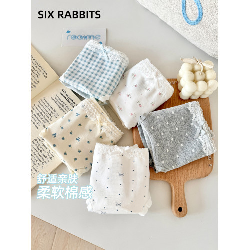 六衹兔子3條裝棉質內褲女純棉底襠中腰不夾臀短褲甜美蕾絲三角褲 六衹兔子3條裝棉質內褲女純棉底襠中腰不夾臀短褲甜美蕾絲三角褲
