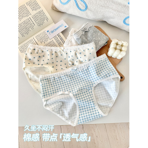 六衹兔子3條裝棉質內褲女純棉底襠中腰不夾臀短褲甜美蕾絲三角褲 六衹兔子3條裝棉質內褲女純棉底襠中腰不夾臀短褲甜美蕾絲三角褲