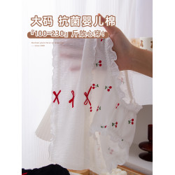 高腰嬰兒棉大碼內褲女胖MM日系櫻桃印花荷葉邊三角少女抗菌棉內襠