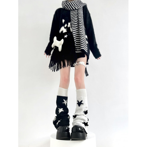 ins黑白濶腿襪套y2k千禧辣妹亞文化秋冬jk襪子小腿堆堆襪喇叭腿套 ins黑白濶腿襪套y2k千禧辣妹亞文化秋冬jk襪子小腿堆堆襪喇叭腿套