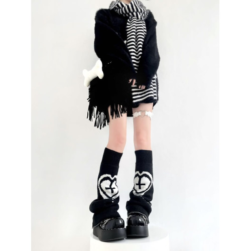 ins黑白濶腿襪套y2k千禧辣妹亞文化秋冬jk襪子小腿堆堆襪喇叭腿套 ins黑白濶腿襪套y2k千禧辣妹亞文化秋冬jk襪子小腿堆堆襪喇叭腿套