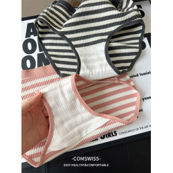 A類嬰兒棉女士內褲復古條紋控全褲7A抑菌撞色大碼200斤胖MM三角褲