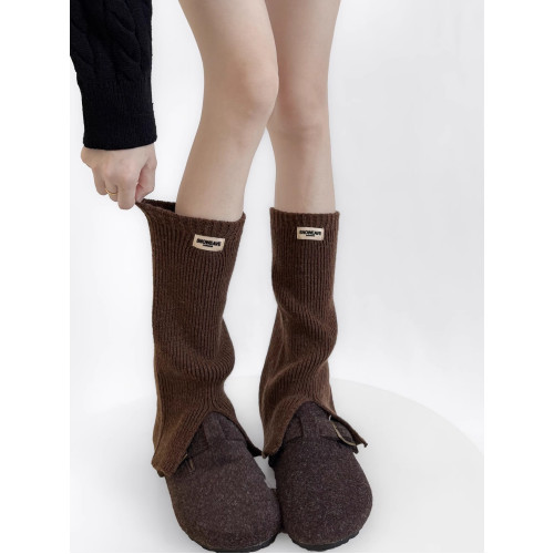 #時髦單品 韓系字母布標開叉曡穿襪套女秋冬簡約顯瘦針織堆堆腿套 #時髦單品 韓系字母布標開叉曡穿襪套女秋冬簡約顯瘦針織堆堆腿套