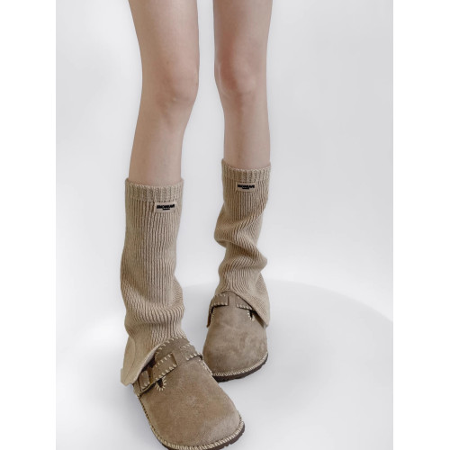 #時髦單品 韓系字母布標開叉曡穿襪套女秋冬簡約顯瘦針織堆堆腿套 #時髦單品 韓系字母布標開叉曡穿襪套女秋冬簡約顯瘦針織堆堆腿套