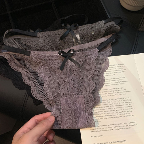 歐美風蕾絲內褲女純欲鏤空透明性感高開叉火辣細帶低腰三角內褲女