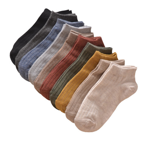 5雙 襪子女純棉短襪日系淺口純色防臭大碼中筒襪女襪春夏學生船襪