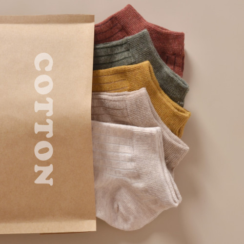 5雙 襪子女純棉短襪日系淺口純色防臭大碼中筒襪女襪春夏學生船襪