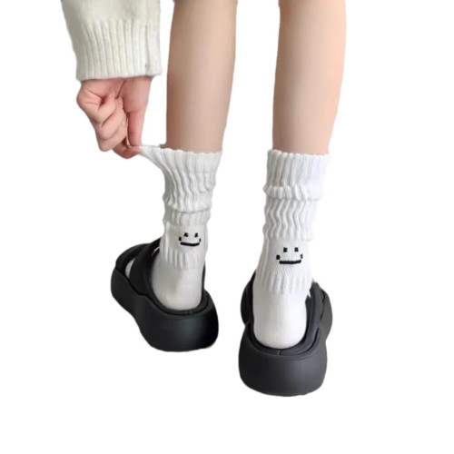 襪子春秋季新款後更笑臉堆堆襪粗線長襪網紅款韓版女襪子中筒運動 襪子春秋季新款後更笑臉堆堆襪粗線長襪網紅款韓版女襪子中筒運動
