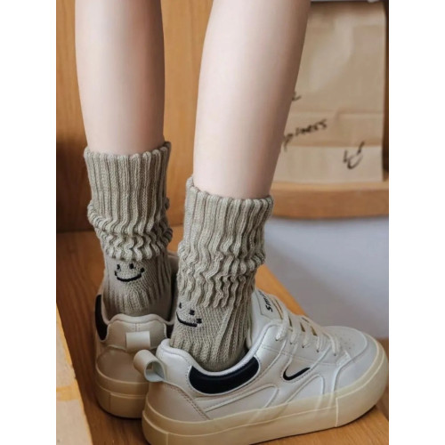 襪子春秋季新款後更笑臉堆堆襪粗線長襪網紅款韓版女襪子中筒運動 襪子春秋季新款後更笑臉堆堆襪粗線長襪網紅款韓版女襪子中筒運動