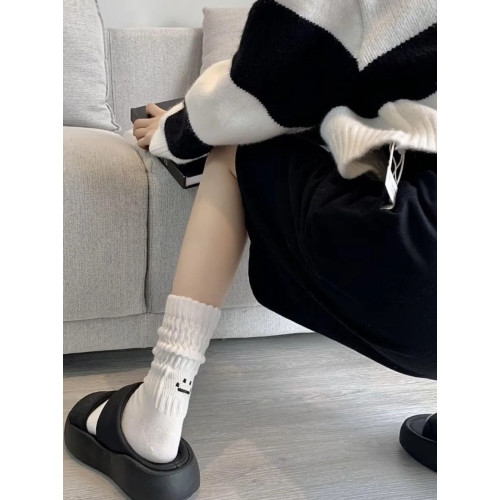 襪子春秋季新款後更笑臉堆堆襪粗線長襪網紅款韓版女襪子中筒運動 襪子春秋季新款後更笑臉堆堆襪粗線長襪網紅款韓版女襪子中筒運動