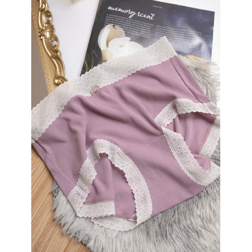 桃醬少女丨親膚柔軟 舒適螺紋蕾絲邊中腰無痕日系溫柔包臀內褲女 桃醬少女丨親膚柔軟 舒適螺紋蕾絲邊中腰無痕日系溫柔包臀內褲女