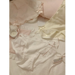 草莓奶包~愛心提花純棉女士中腰內褲女生純欲蕾絲甜美女士夏薄款