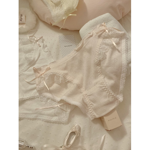 草莓奶包~愛心提花純棉女士中腰內褲女生純欲蕾絲甜美女士夏薄款 草莓奶包~愛心提花純棉女士中腰內褲女生純欲蕾絲甜美女士夏薄款