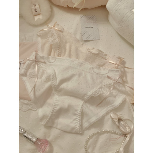 草莓奶包~愛心提花純棉女士中腰內褲女生純欲蕾絲甜美女士夏薄款 草莓奶包~愛心提花純棉女士中腰內褲女生純欲蕾絲甜美女士夏薄款