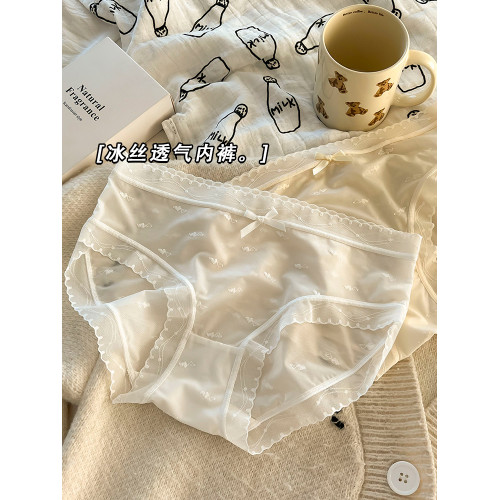 【6條】冰絲內褲女士2025新款純欲軟蕾絲花邊抗菌全棉襠三角短褲