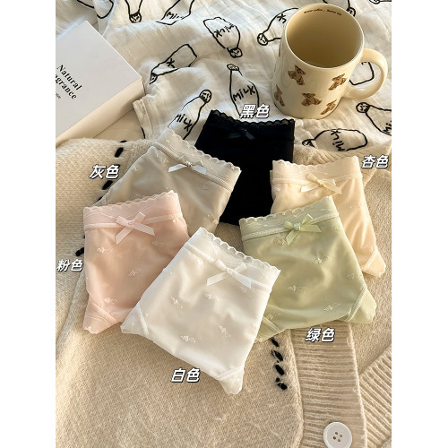 【6條】冰絲內褲女士2025新款純欲軟蕾絲花邊抗菌全棉襠三角短褲