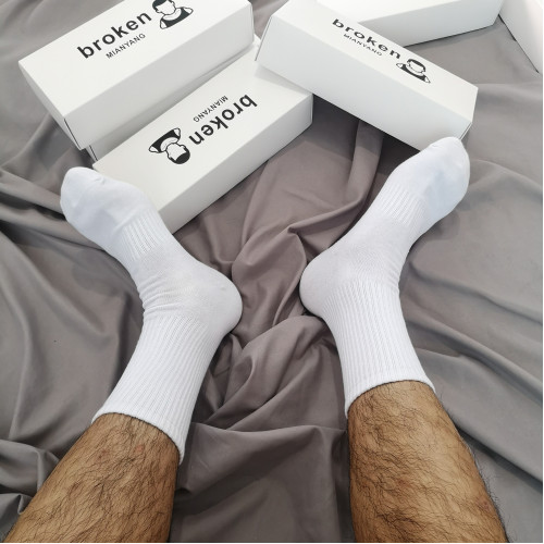 broken秋冬季運動白襪男純色黑襪四季款常規純棉長筒高筒毛圈潮流 broken秋冬季運動白襪男純色黑襪四季款常規純棉長筒高筒毛圈潮流
