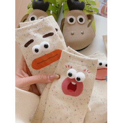 醜萌趣味搞怪襪子女中筒襪ins潮純棉春秋日系可愛情侶點子紗長襪