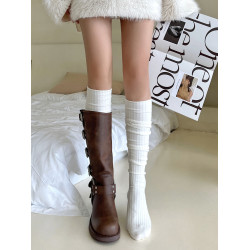 秋冬款長筒襪白色堆堆襪子女搭配小皮鞋新款中筒小腿襪棉jk靴襪