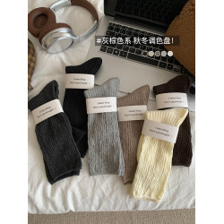 白色襪子女中筒襪春夏季純色ins潮韓版日系竪紋顯瘦薄款長堆堆襪