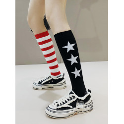 紅色條紋小腿襪個性AB襪韓版潮流顯瘦女長筒襪堆堆襪春秋中高筒襪