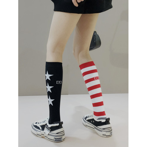 紅色條紋小腿襪個性AB襪韓版潮流顯瘦女長筒襪堆堆襪春秋中高筒襪 紅色條紋小腿襪個性AB襪韓版潮流顯瘦女長筒襪堆堆襪春秋中高筒襪