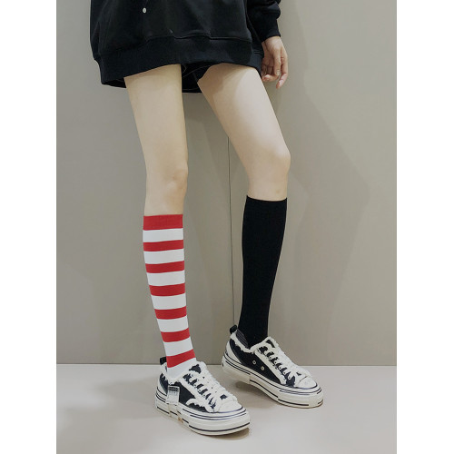 紅色條紋小腿襪個性AB襪韓版潮流顯瘦女長筒襪堆堆襪春秋中高筒襪 紅色條紋小腿襪個性AB襪韓版潮流顯瘦女長筒襪堆堆襪春秋中高筒襪