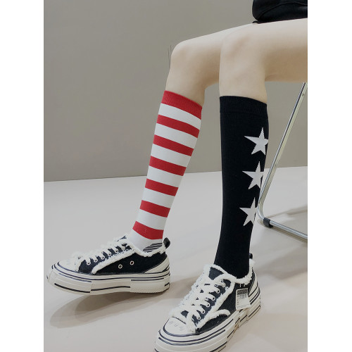 紅色條紋小腿襪個性AB襪韓版潮流顯瘦女長筒襪堆堆襪春秋中高筒襪 紅色條紋小腿襪個性AB襪韓版潮流顯瘦女長筒襪堆堆襪春秋中高筒襪