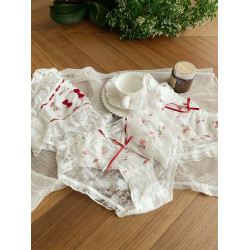 森日和葉2025新款甜美草莓內褲女清新可愛蝴蝶結蕾絲純棉襠三角褲