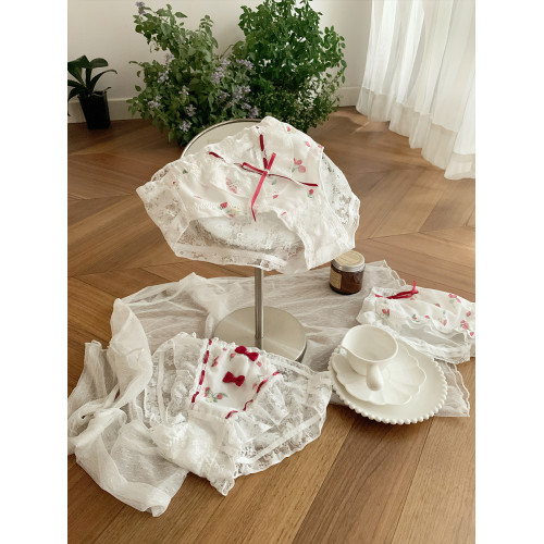 森日和葉2025新款甜美草莓內褲女清新可愛蝴蝶結蕾絲純棉襠三角褲 森日和葉2025新款甜美草莓內褲女清新可愛蝴蝶結蕾絲純棉襠三角褲