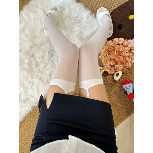 BON 亞文化自製個性吊帶一體過膝襪天鵞絨jk連褲襪黑白性感長筒襪 BON 亞文化自製個性吊帶一體過膝襪天鵞絨jk連褲襪黑白性感長筒襪