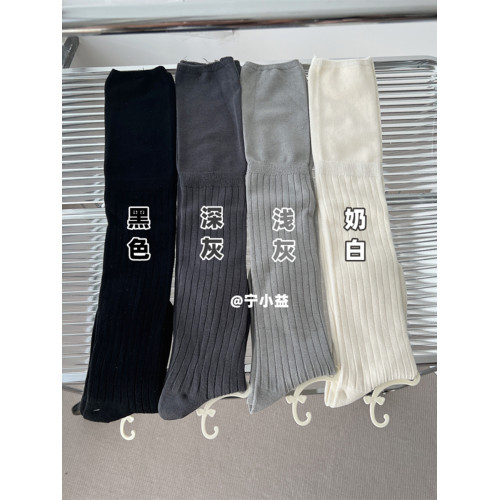 甯小益竪條紋過膝襪子女秋冬日系奶白色拼接長筒襪顯瘦竪條堆堆襪 甯小益竪條紋過膝襪子女秋冬日系奶白色拼接長筒襪顯瘦竪條堆堆襪