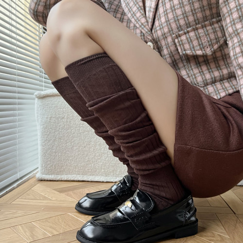 JK白色小腿襪女秋冬款條紋黑色棉堆堆襪咖啡色靴子襪子灰色中筒襪 JK白色小腿襪女秋冬款條紋黑色棉堆堆襪咖啡色靴子襪子灰色中筒襪