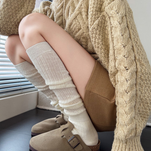 JK白色小腿襪女秋冬款條紋黑色棉堆堆襪咖啡色靴子襪子灰色中筒襪 JK白色小腿襪女秋冬款條紋黑色棉堆堆襪咖啡色靴子襪子灰色中筒襪