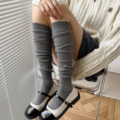 JK白色小腿襪女秋冬款條紋黑色棉堆堆襪咖啡色靴子襪子灰色中筒襪 JK白色小腿襪女秋冬款條紋黑色棉堆堆襪咖啡色靴子襪子灰色中筒襪