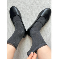 夏日千金感！復古深灰波點襪滿滿的高級感~薄款襪子女堆堆灰色